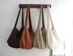 Elena Handbags Knit Patterned Cotton Shoulder Bag