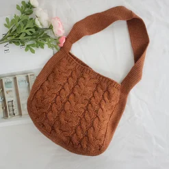 Elena Handbags Knit Patterned Cotton Shoulder Bag