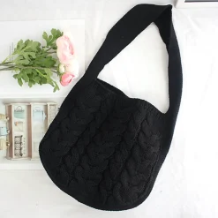 Elena Handbags Knit Patterned Cotton Shoulder Bag