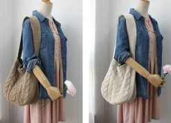 Elena Handbags Knit Patterned Cotton Shoulder Bag