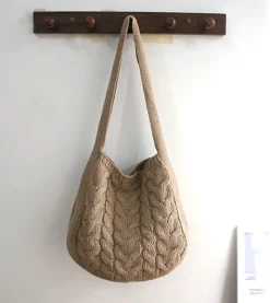 Elena Handbags Knit Patterned Cotton Shoulder Bag