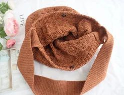 Elena Handbags Knit Patterned Cotton Shoulder Bag