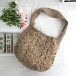 Elena Handbags Knit Patterned Cotton Shoulder Bag