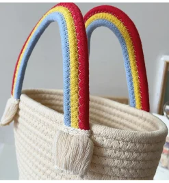Elena Handbags Knit Rainbow Basket Bag