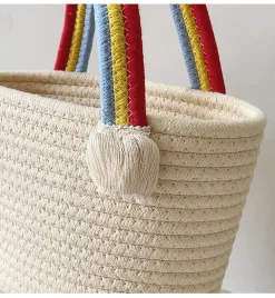 Elena Handbags Knit Rainbow Basket Bag