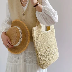 Elena Handbags Large Beach Straw Woven Tote