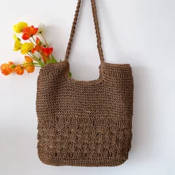 Elena Handbags Large Beach Straw Woven Tote