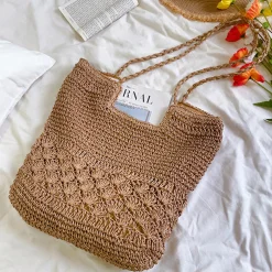 Elena Handbags Large Beach Straw Woven Tote