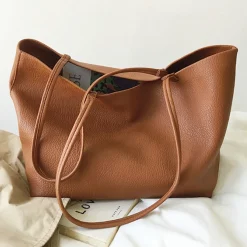Elena Handbags Large Carryall Tote In Soft Pebbled Leather