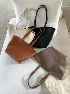 Elena Handbags Large Carryall Tote In Soft Pebbled Leather