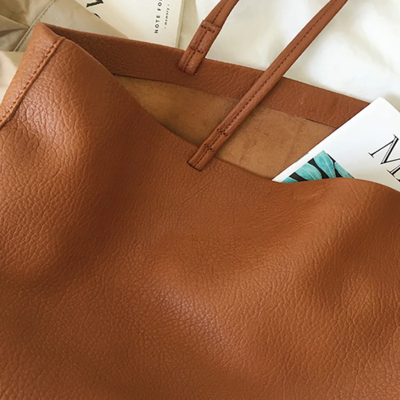 Elena Handbags Large Carryall Tote In Soft Pebbled Leather