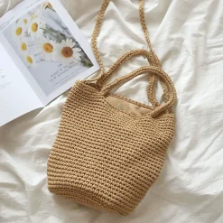 Elena Handbags Large Crochet Cotton Bucket Bag