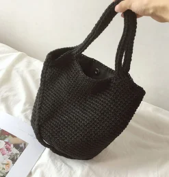 Elena Handbags Large Crochet Cotton Bucket Bag