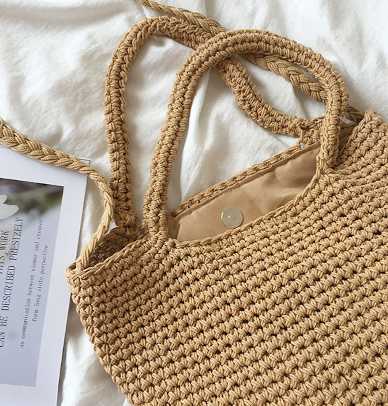 Elena Handbags Large Crochet Cotton Bucket Bag