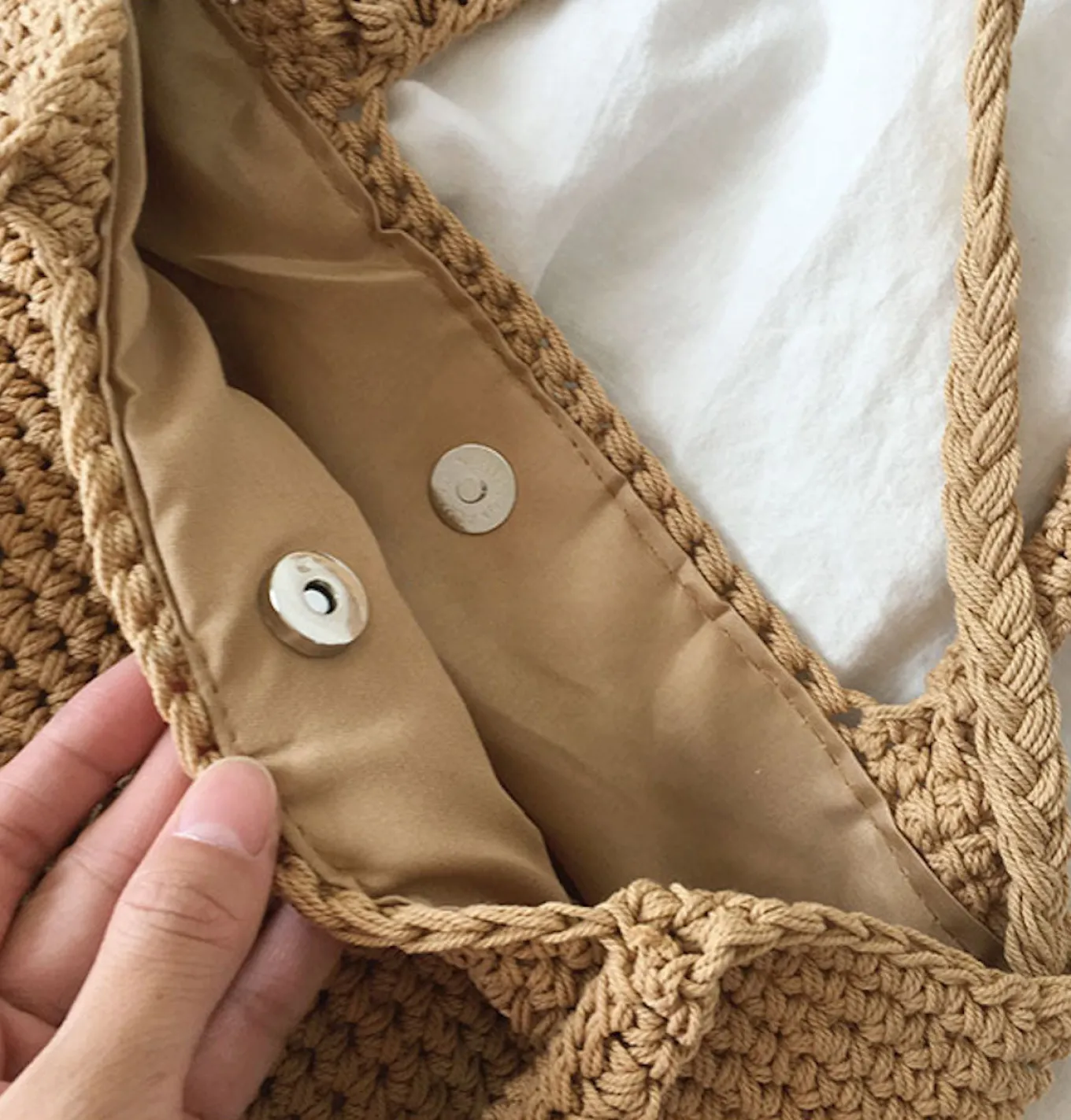 Elena Handbags Large Crochet Cotton Bucket Bag