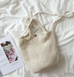 Elena Handbags Large Crochet Cotton Bucket Bag