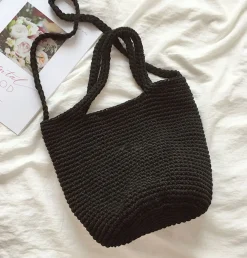 Elena Handbags Large Crochet Cotton Bucket Bag