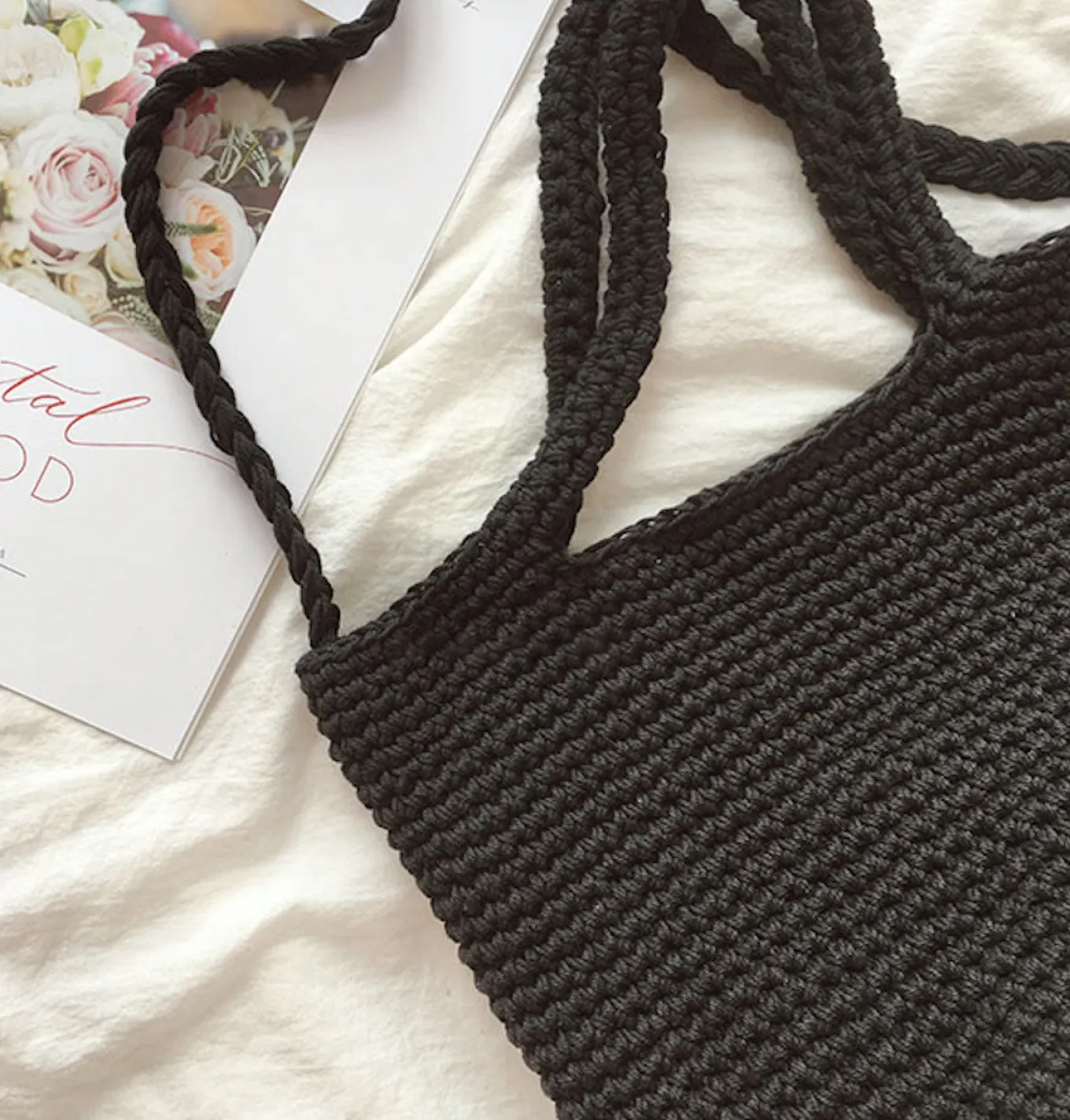 Elena Handbags Large Crochet Cotton Bucket Bag