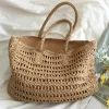 Elena Handbags Large Fashion Straw Woven Tote Bag
