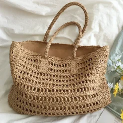 Elena Handbags Large Fashion Straw Woven Tote Bag