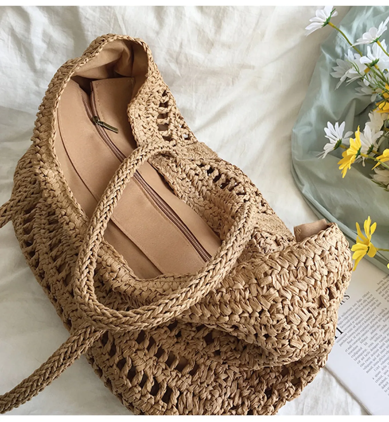 Elena Handbags Large Fashion Straw Woven Tote Bag