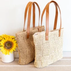 Elena Handbags Large Fashion Straw Tote Work Bag