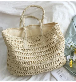 Elena Handbags Large Fashion Straw Woven Tote Bag