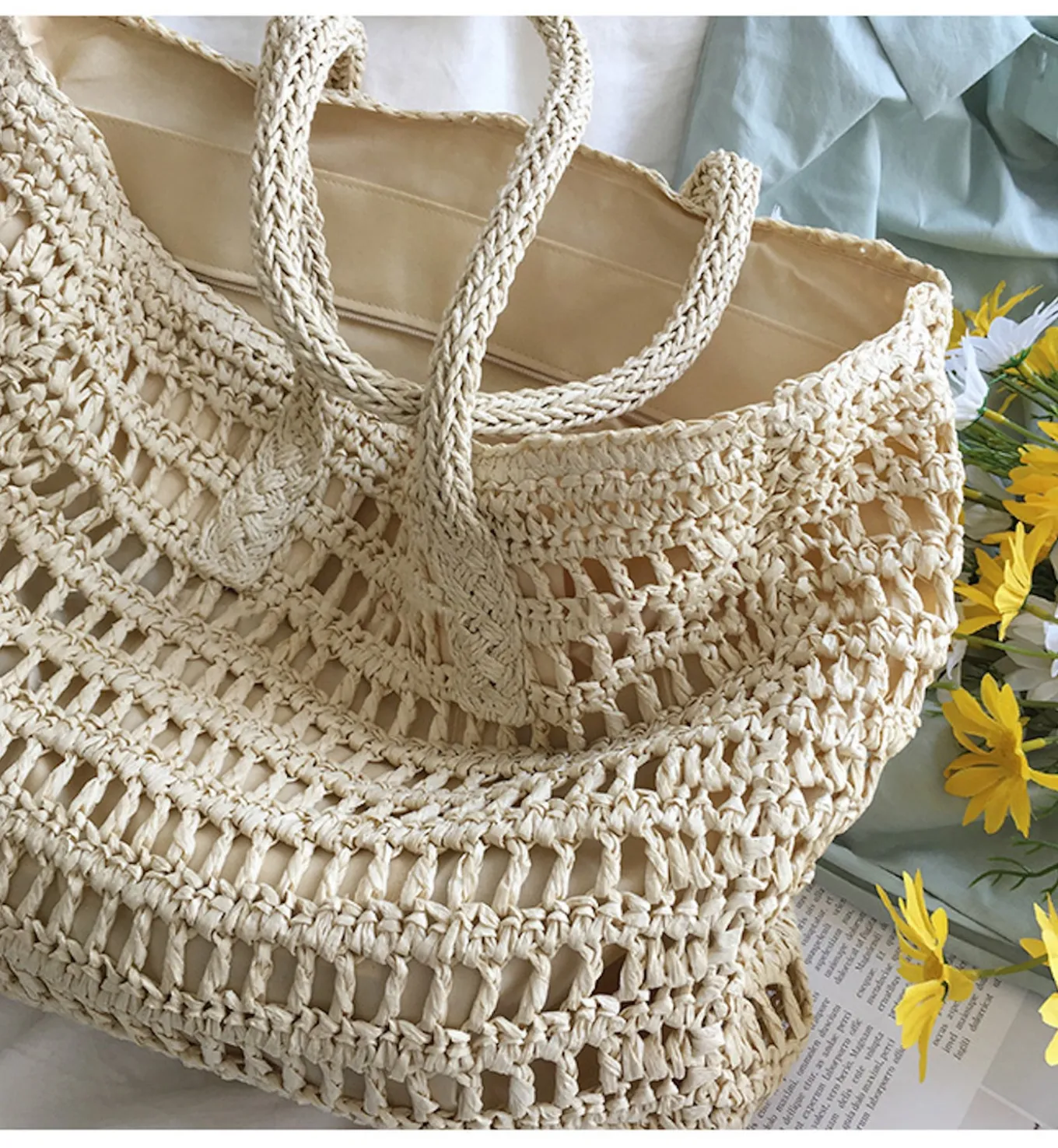 Elena Handbags Large Fashion Straw Woven Tote Bag