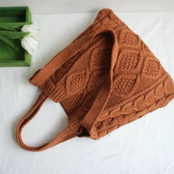 Elena Handbags Large Knit Fashion Shoulder Bag
