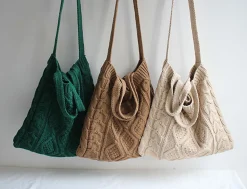 Elena Handbags Large Knit Fashion Shoulder Bag