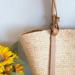 Elena Handbags Large Raffia Straw Basket Summer Tote Bag