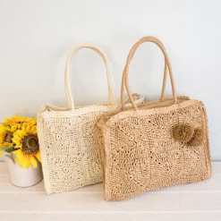 Elena Handbags Large Straw Summer Tote