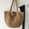 Elena Handbags Large Straw Woven Tote Bag
