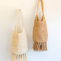 Elena Handbags Large Straw Woven Shoulder Bag with Tassel