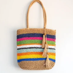 Elena Handbags Large Straw Woven Tote Bag