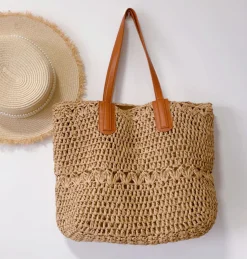 Elena Handbags Large Straw Woven Tote