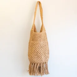 Elena Handbags Large Straw Woven Shoulder Bag with Tassel