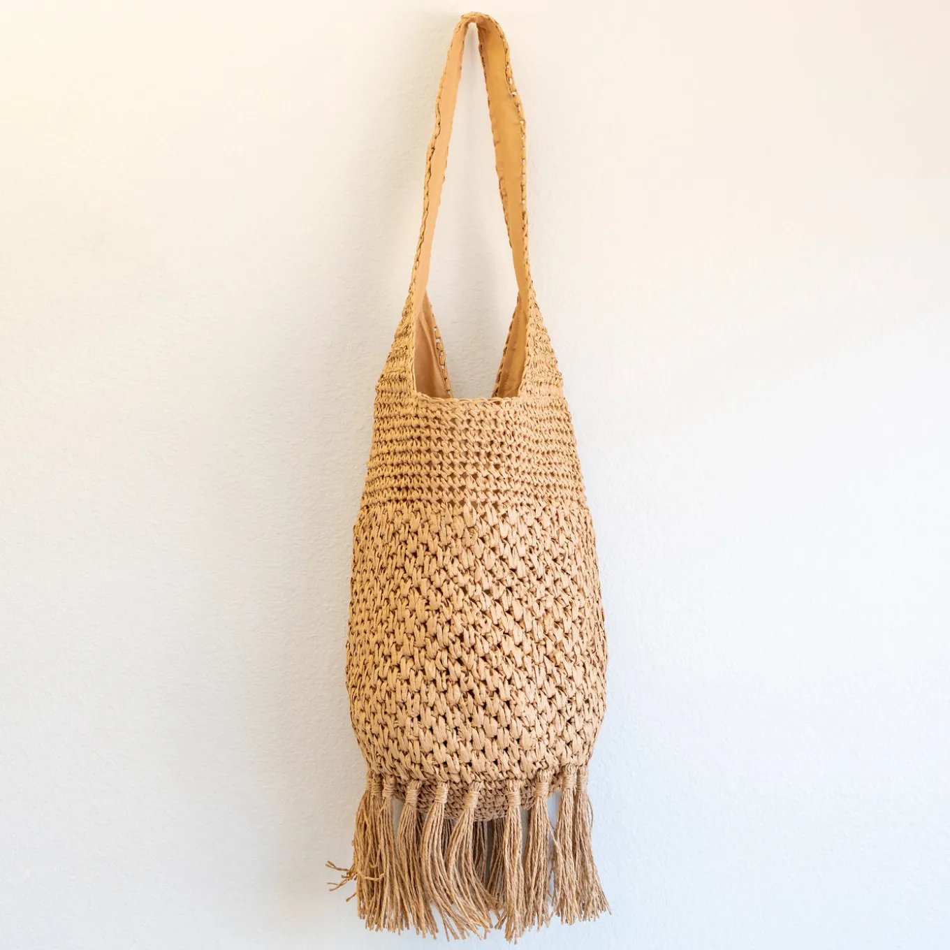 Elena Handbags Large Straw Woven Shoulder Bag with Tassel