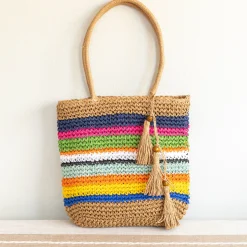 Elena Handbags Large Straw Woven Tote Bag