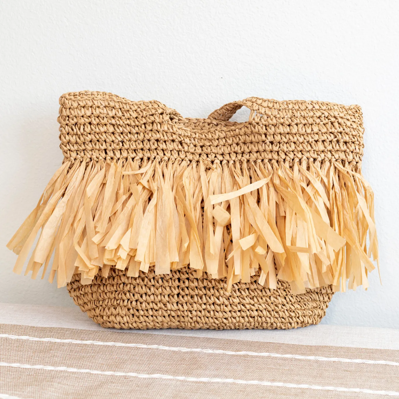 Elena Handbags Large Straw Tote Bag with Tassels
