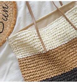 Elena Handbags Large Straw Woven Summer Tote