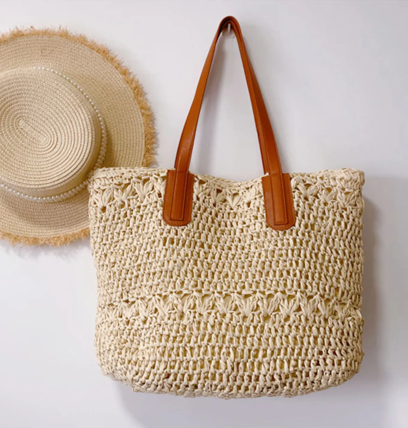 Elena Handbags Large Straw Woven Tote