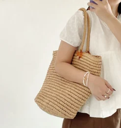 Elena Handbags Large Straw Tote Bag