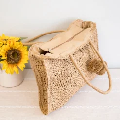 Elena Handbags Large Straw Summer Tote