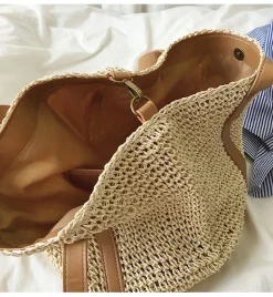 Elena Handbags Large Straw Woven Tote Bag