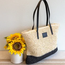 Elena Handbags Large Straw Woven Summer Tote