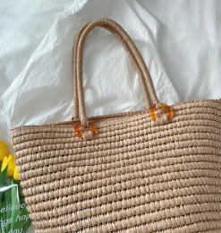 Elena Handbags Large Straw Tote Bag