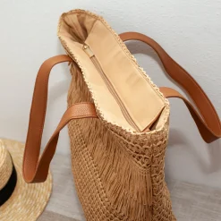 Elena Handbags Large Straw Fashion Tote