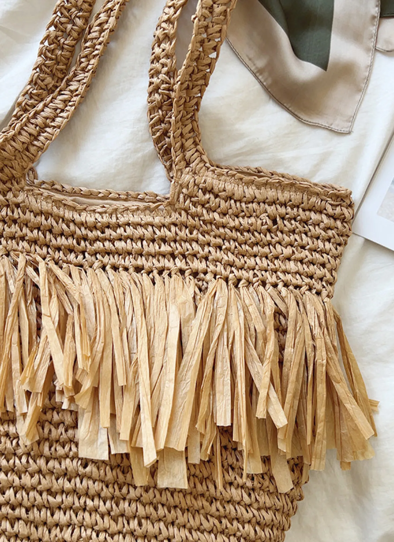 Elena Handbags Large Straw Woven Tote Bag with Tassels