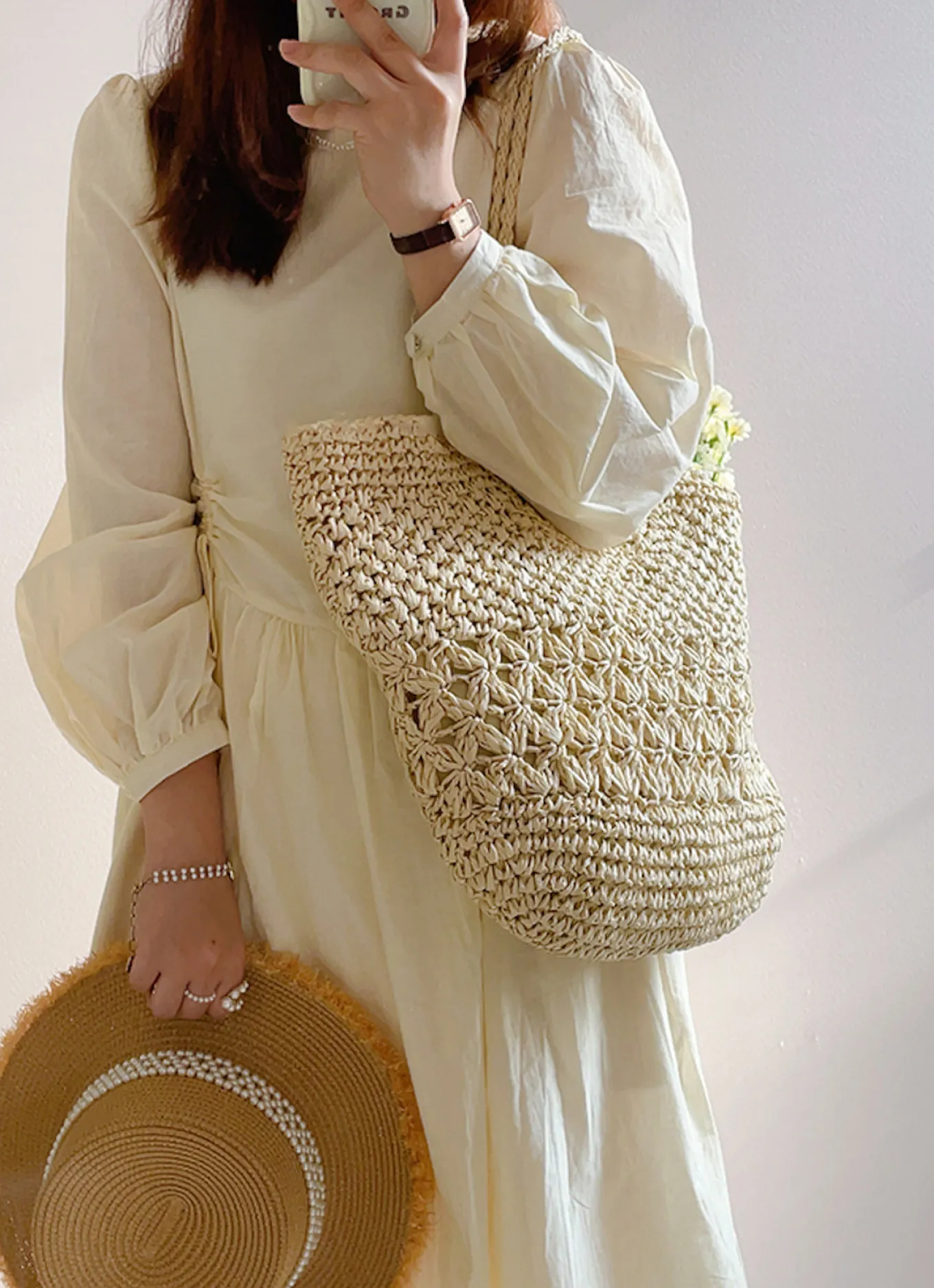 Elena Handbags Large Straw Woven Fashion Tote Bag
